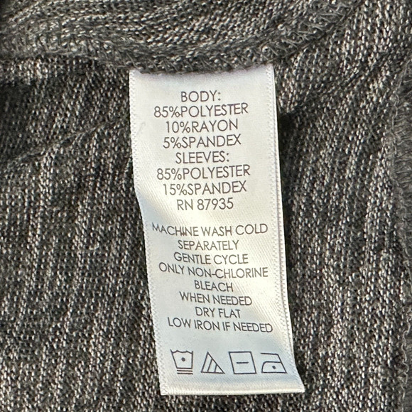 LOGO Lori Goldstein Sweater Women L Gray Black Pockets Faux Suede Sleeves Jacket - Picture 7 of 10